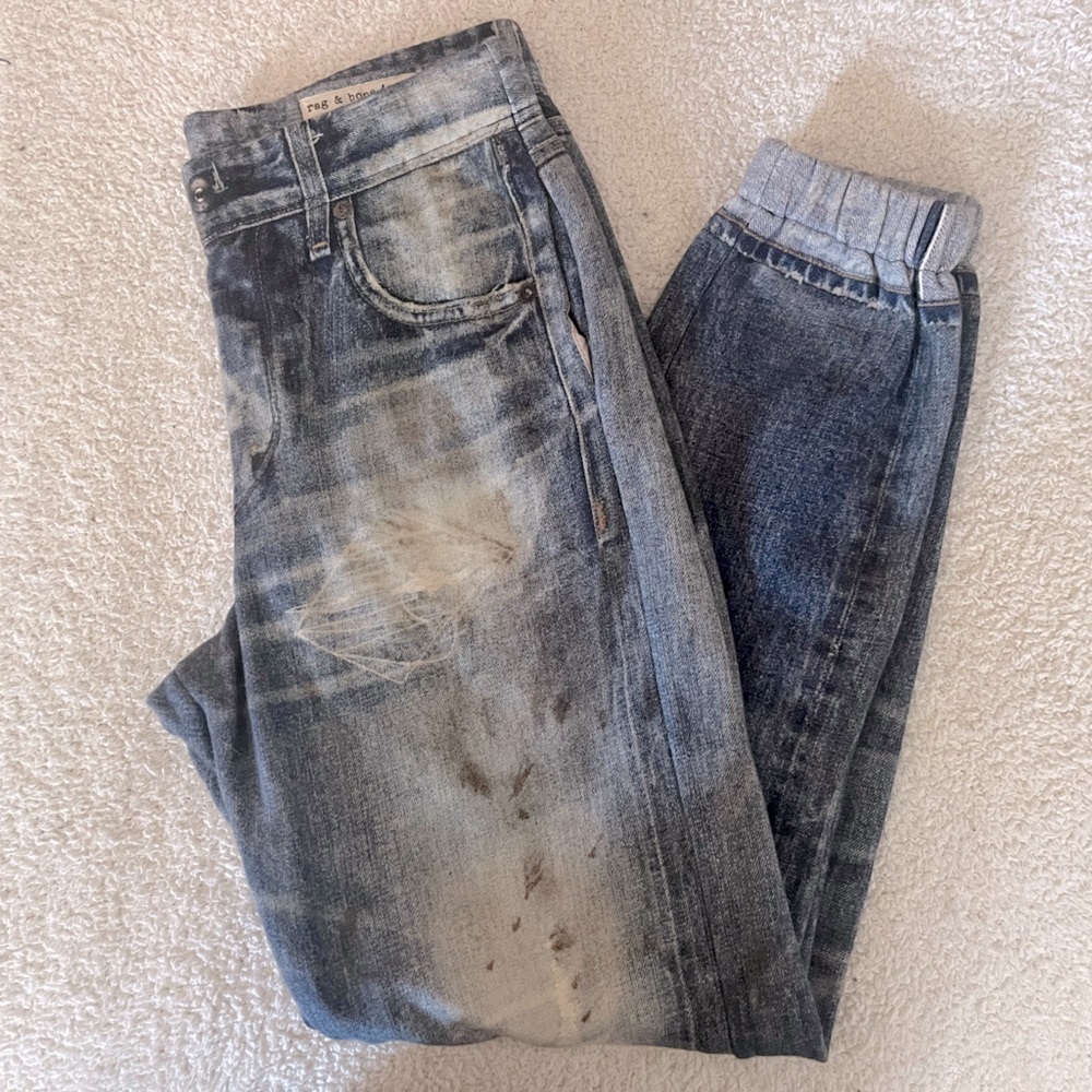 Rag & Bone Miramar Joggers Blue Distressed Denim Style